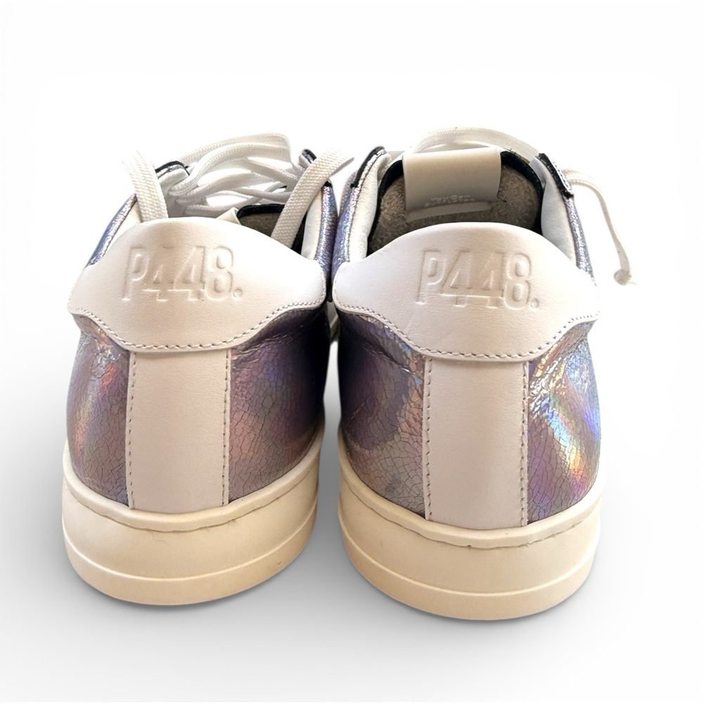 NWT P448 Leather Sneakers Women Size 9 Iridescent Low Top - Picture 10 of 13